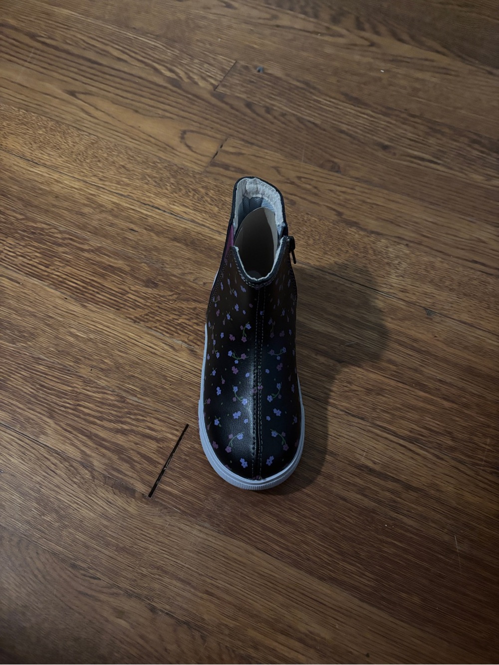 See Kai Run Black Ankle Boot with Pink Floral Print